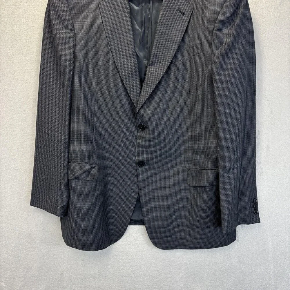 Armani Collezioni Wool Blazer Mens 44R Gray Blue‎ Check Sport Coat Made In Italy